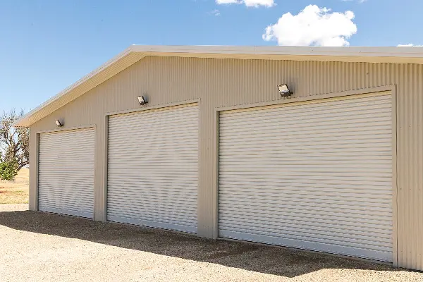 shed three door corrugated classic cream