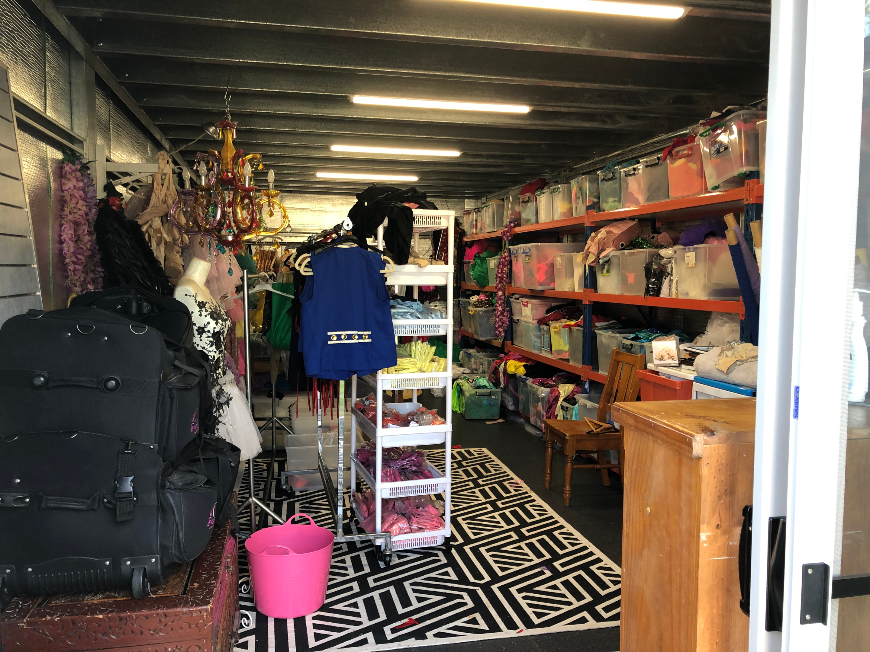 A Free-standing garage used for storage